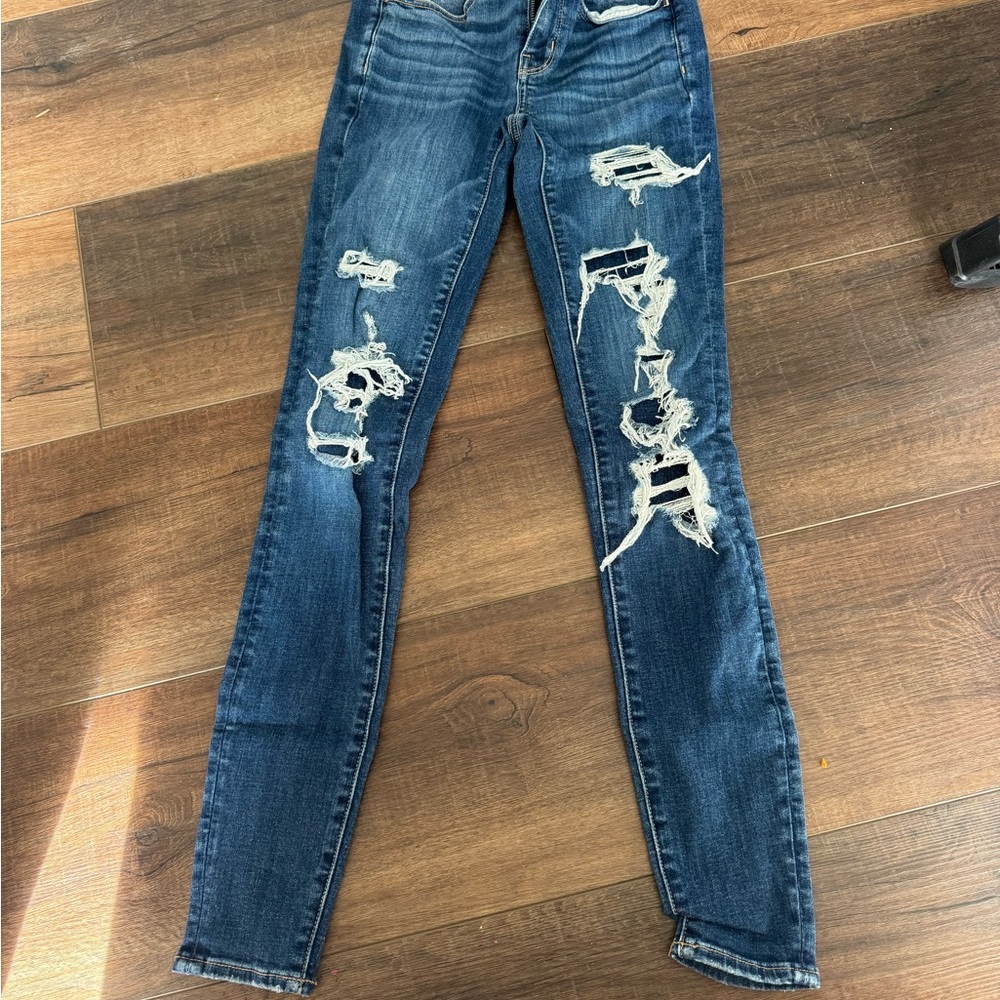 American Eagle Outfitters Ripped Blue Skinny Jeans